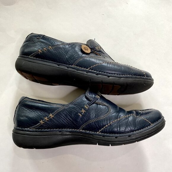 Clarks Un.Loop Unstructured Leather Slip On Shoes 9.5 - Picture 5 of 10